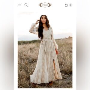 Joyfolie Ivory Lace Maxi Dress